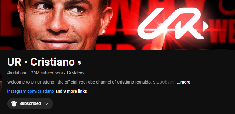 Ronaldo’s YouTube channel continues high flight