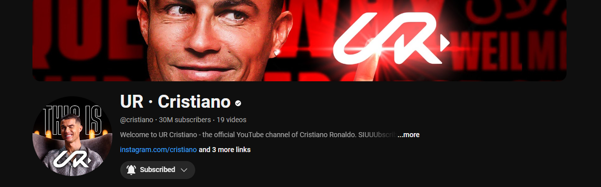 Ronaldo’s YouTube channel continues high flight